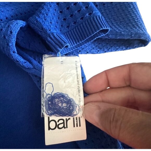 Bar III Womens Cold Shoulder Knit Sweater M Blue Viscose & Nylon - Picture 7 of 9